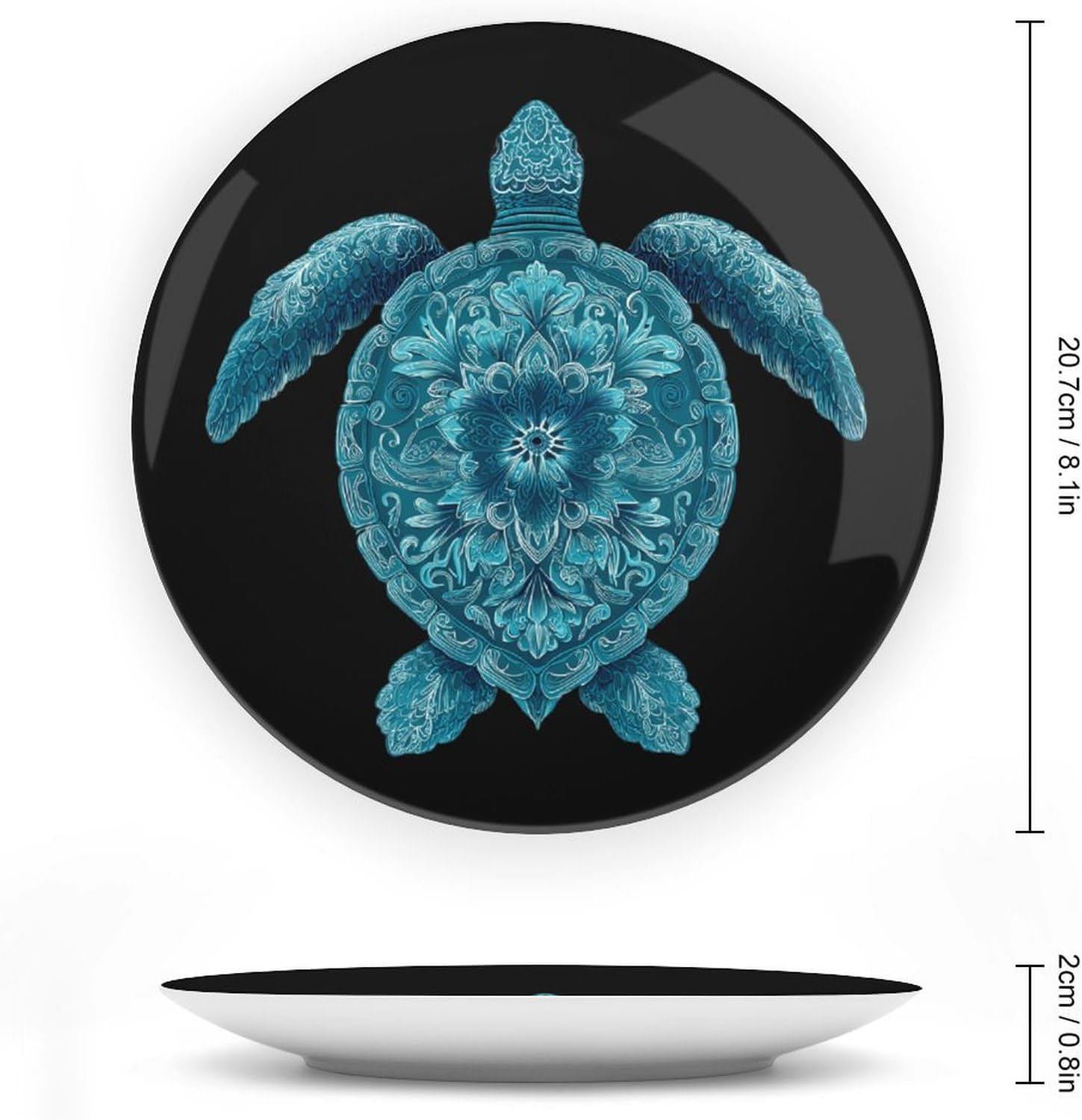 Turtles Hawaiian Mandala Decorative Plates for Display Ceramic Plate Tray with Stand Hanger Home Decor