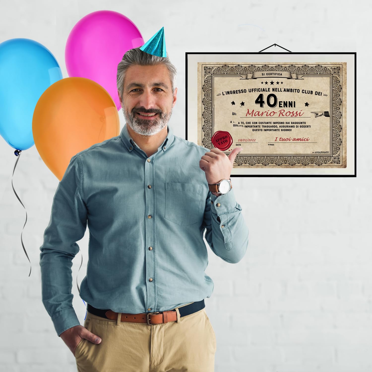 Biglietto Di Auguri Per 60 Anni - Certificato Divertente A Formato Giornale | Idea Regalo Originale - Foto 2