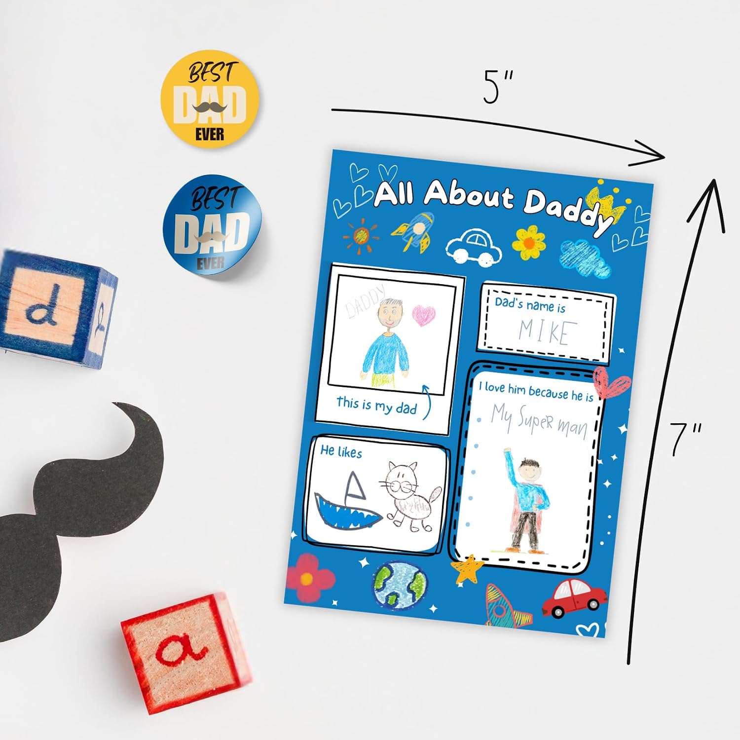 All About My Dad Father’s Day Card from Kids, Fill-in-the-Blank Activity image 3