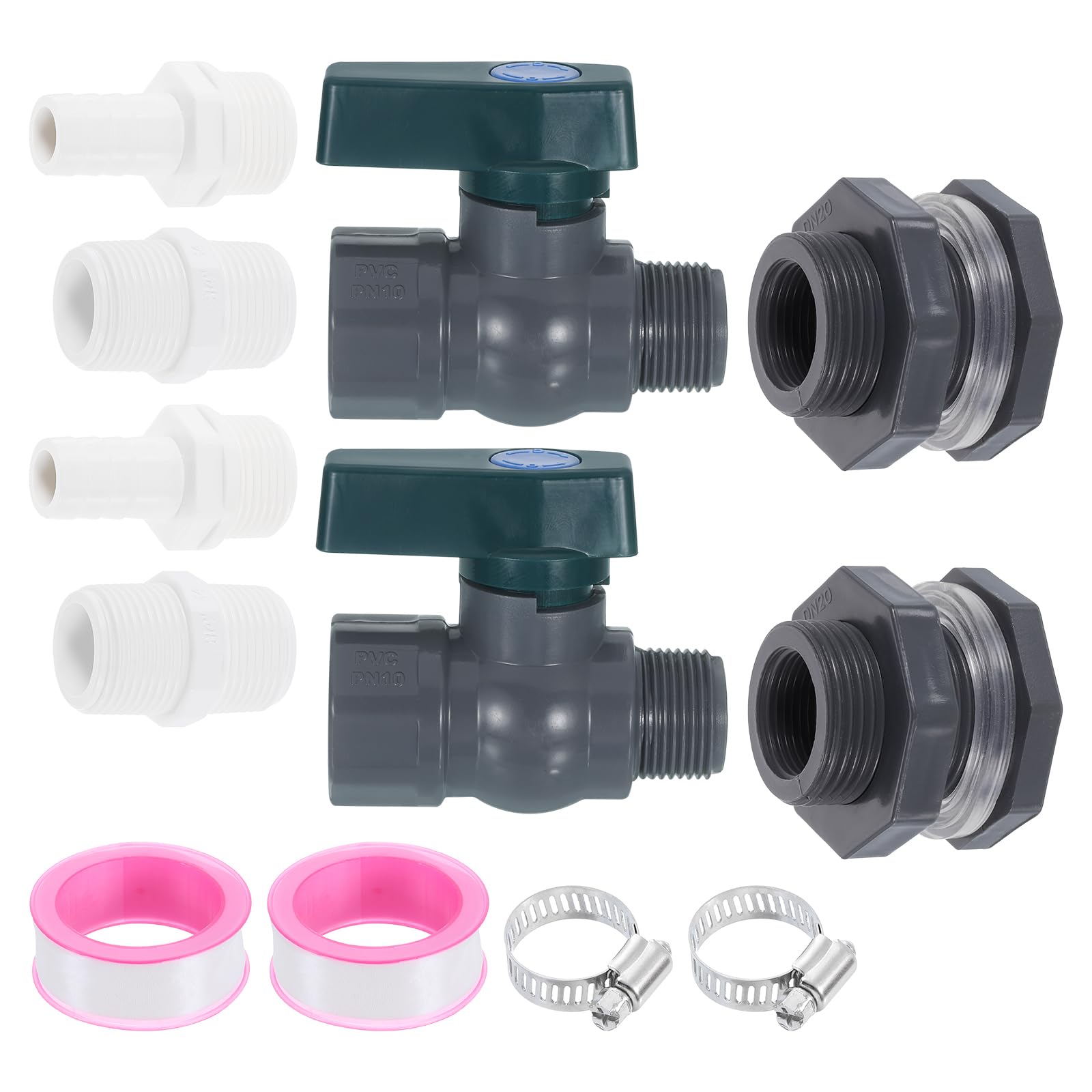 Raccord de cloison de 1,9 cm et adaptateur tuyau arrosage pour réservoir eau pluie x2