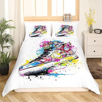 Feelyou Basketball Shoes Duvet Cover Set 3Pcs Full Size Kids Boys Girls