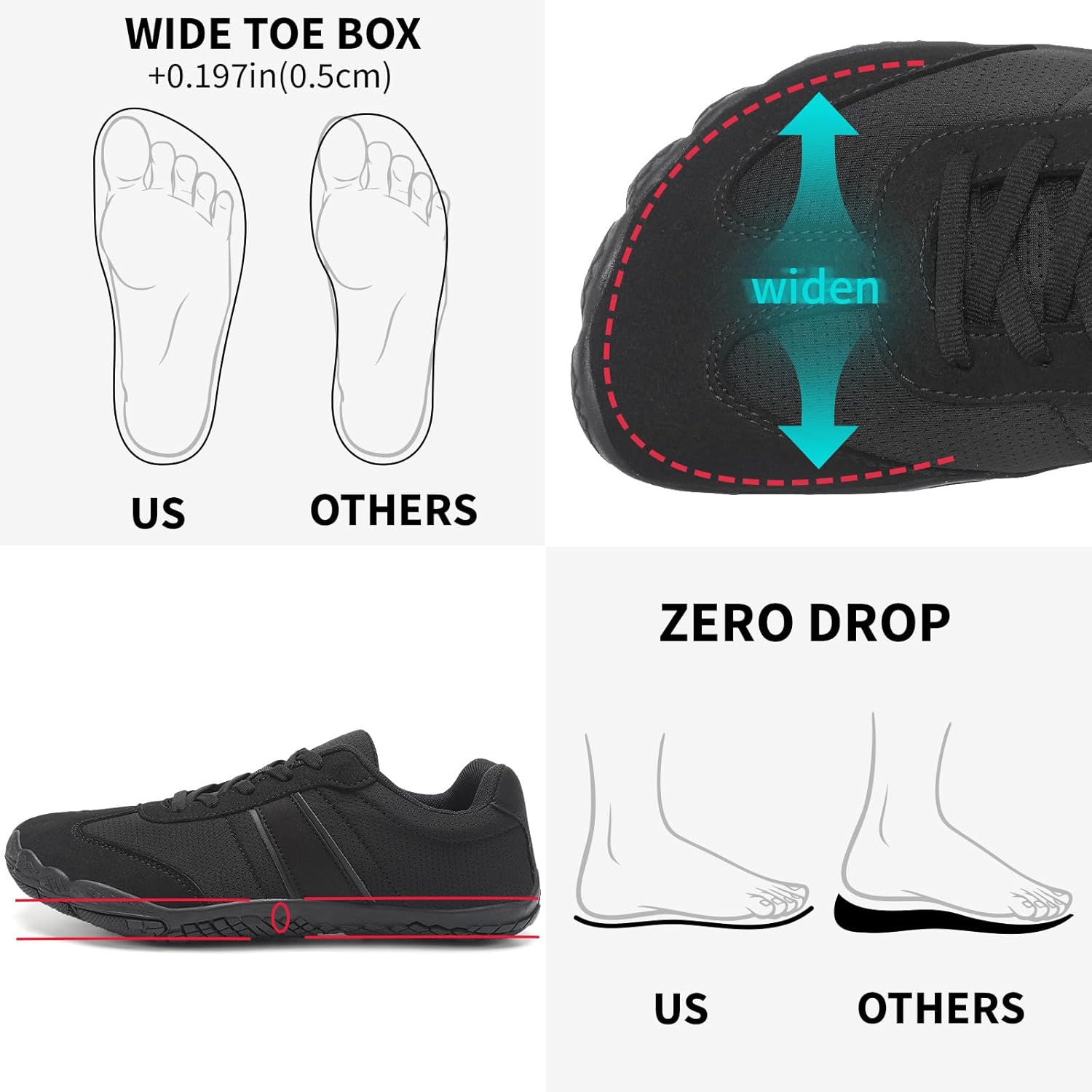 Grand Attack Sneakers Barefoot Shoes for Womens Minimalist Trail Running Hiking Comfortable Walking