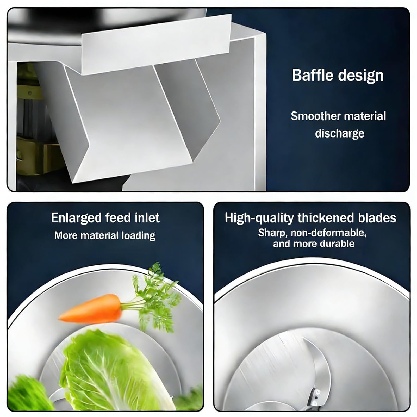Cortador eléctrico de verduras, procesador de alta velocidad de 2800 RPM con entrada de alimentación de gran diámetro, cortador de acero inoxidable para una preparación versátil de alimentos