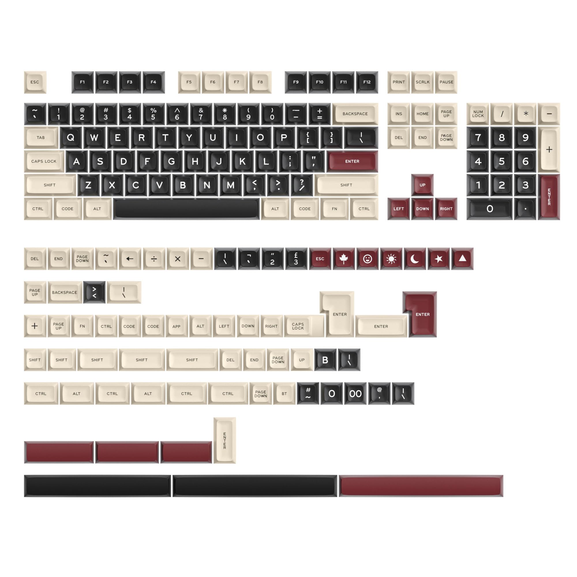 Fogruaden PBT Keycaps Set, SA Profile Custom Keycap for Mechanical Keyboard Keycaps(SA Roman)