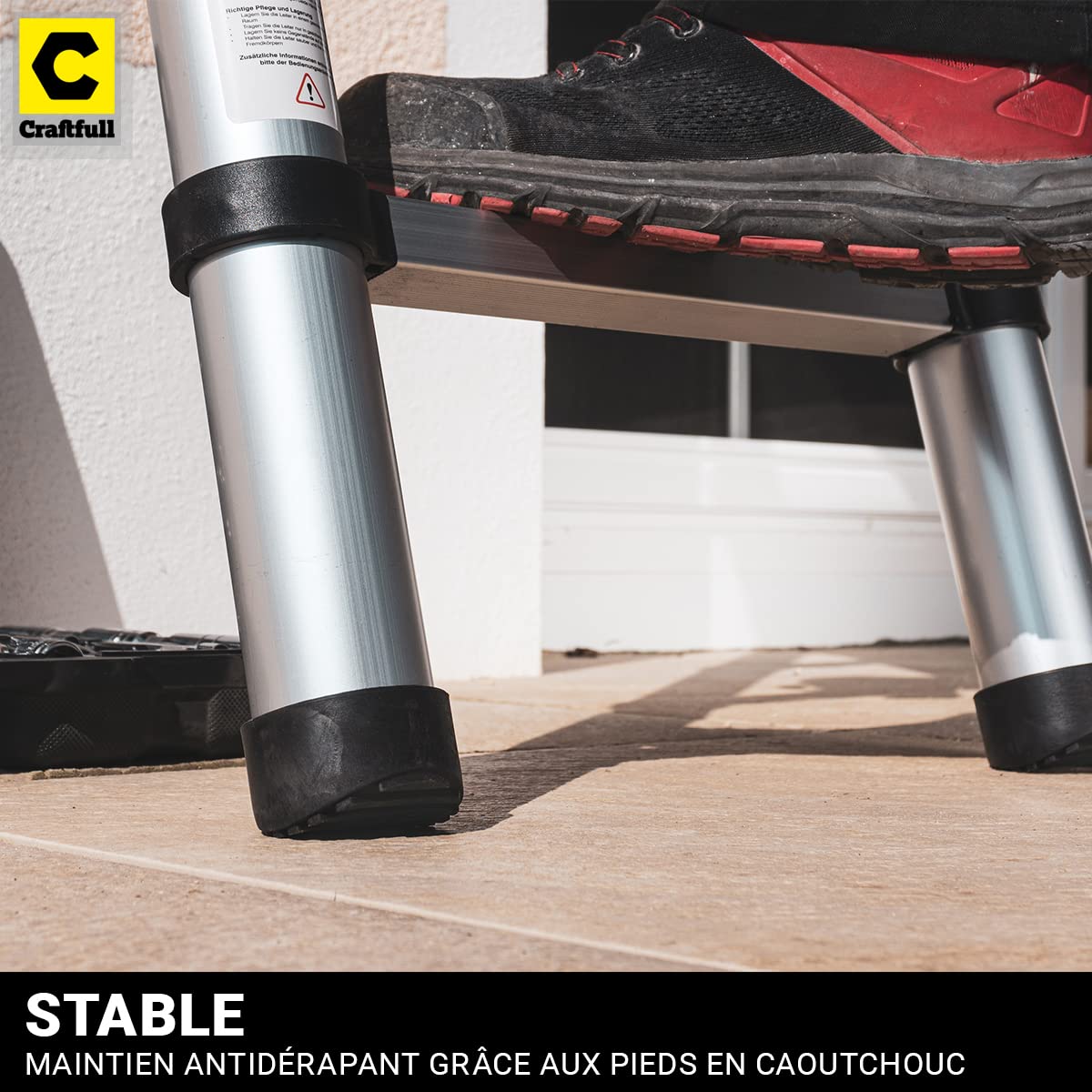 𝐂𝐑𝐀𝐅𝐓𝐅𝐔𝐋𝐋 Échelle télescopique Aluminium CF-101B | 3 Ans Garantie - Anti-pincement - escabeau - échelle autoportante - coulissante - d’Appui (2,6 m Soft-Close)
