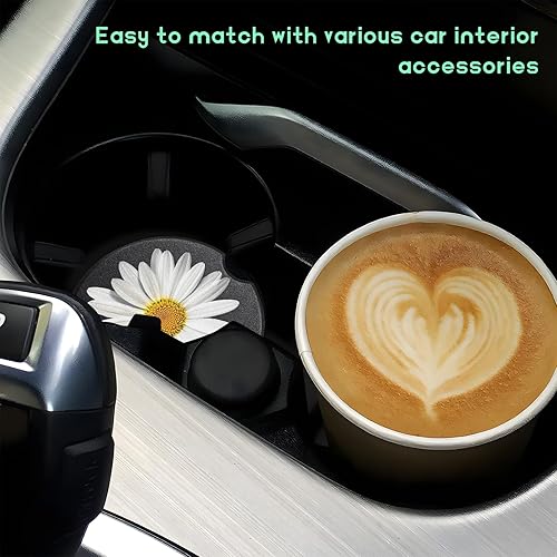 Miniatura 6 de 4 posavasos para automóvil, posavasos de cerámica absorbente con muesca para dedos, bonitos posavasos de flores de primavera, decoración de