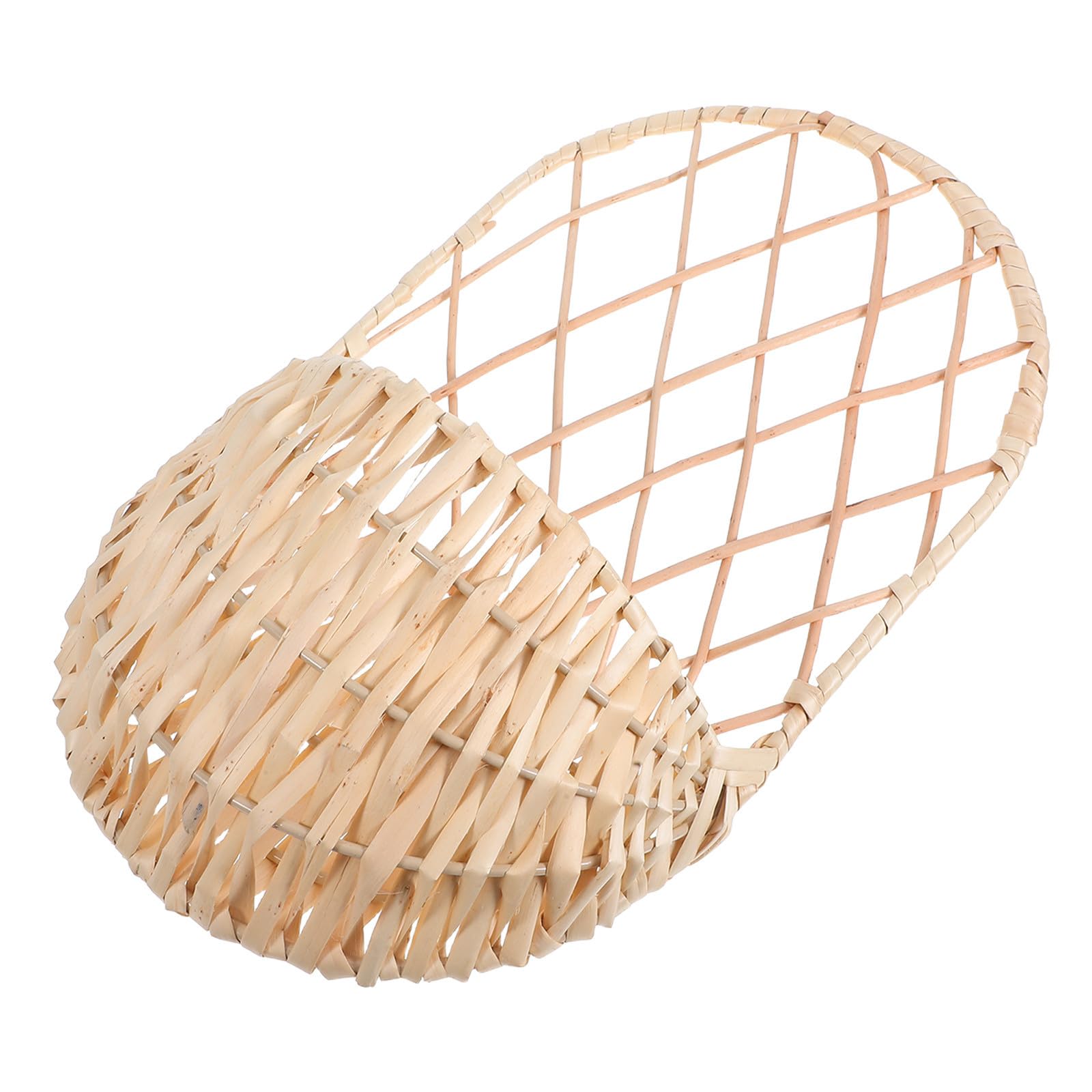 Cesta de mimbre decorativa beige para almacenamiento en el salón