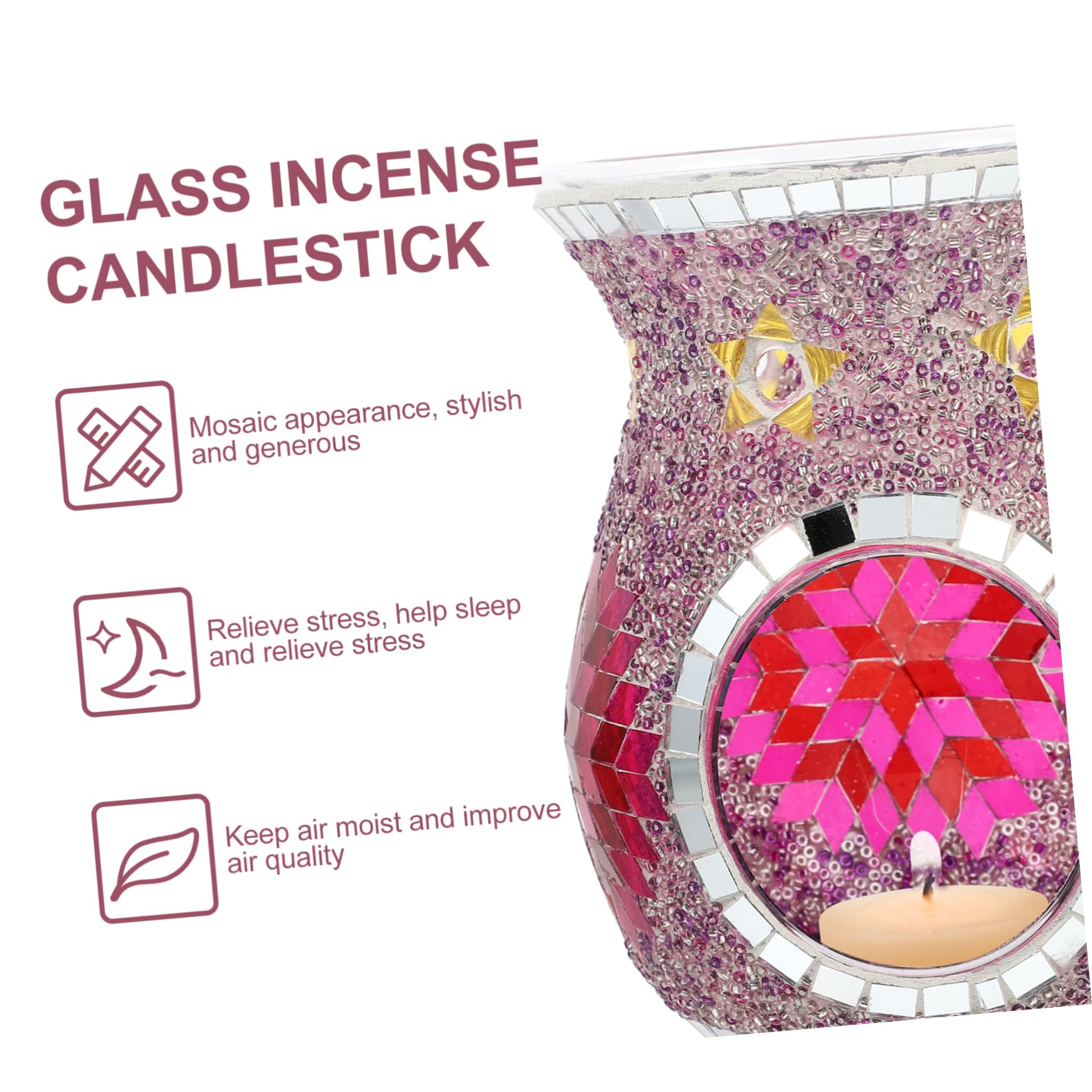 TOPBATHY 1 Pc Quemador De Aromaterapia De Vidrio Quemador De Aceite De Mosaico Quemador De Aceite De Aromaterapia Quemador De Fragancia Aceite Aromático Aceite Esencial Nacionalidad Púrpura