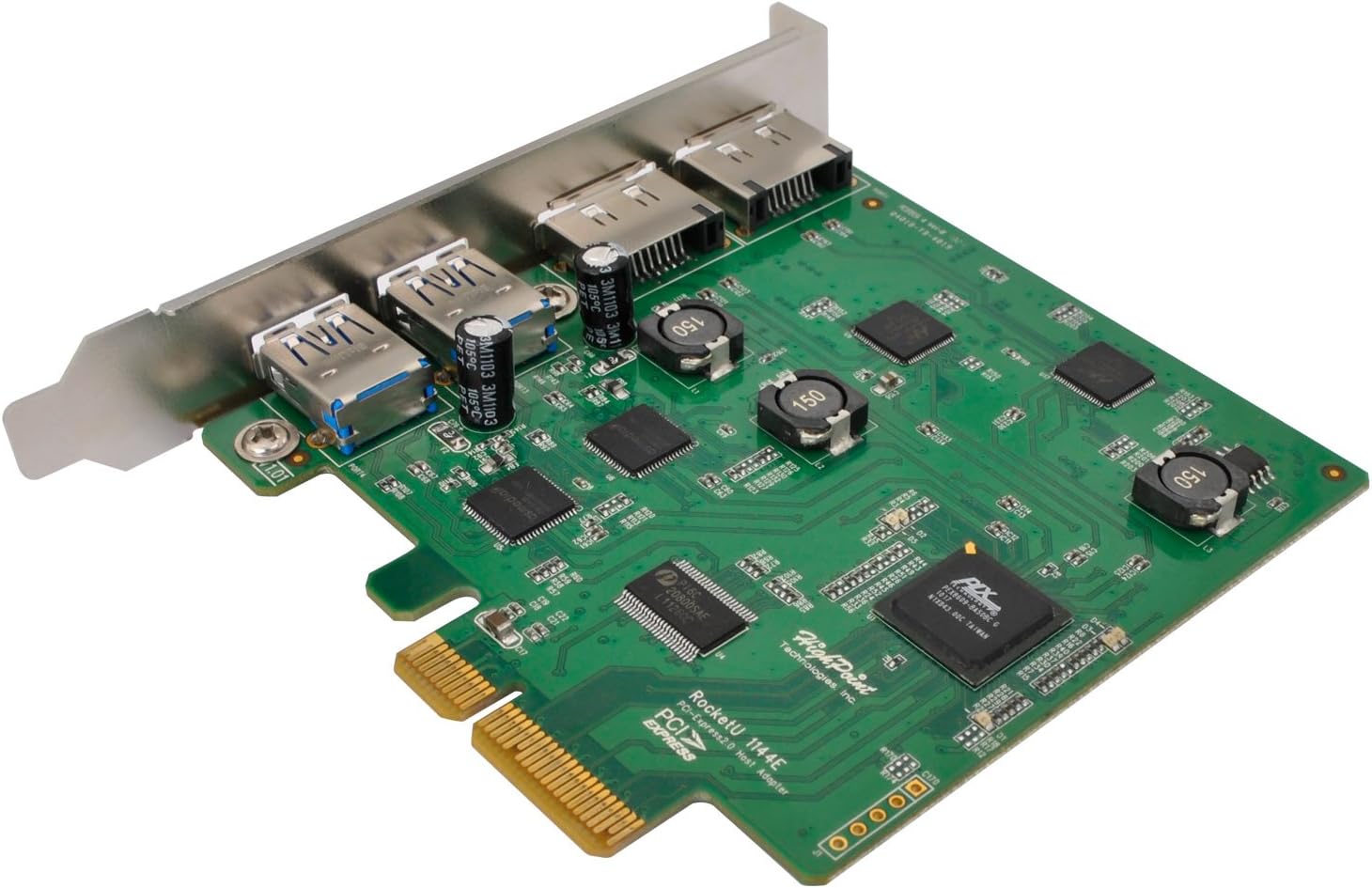 High Point RocketU 1144E PCIe 2.0 x4 USB Controller 2X 6Gb/s E-SATA Ports and 2X USB 3.0 Type A Ports.