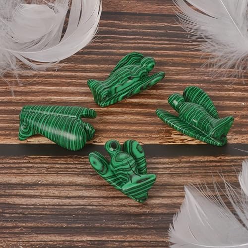 Miniatura 3 de Justinstones Piedra preciosa sintética tallada de malaquita, ángel de la paz, estatua de guardián de bolsillo de 1.5 pulgadas