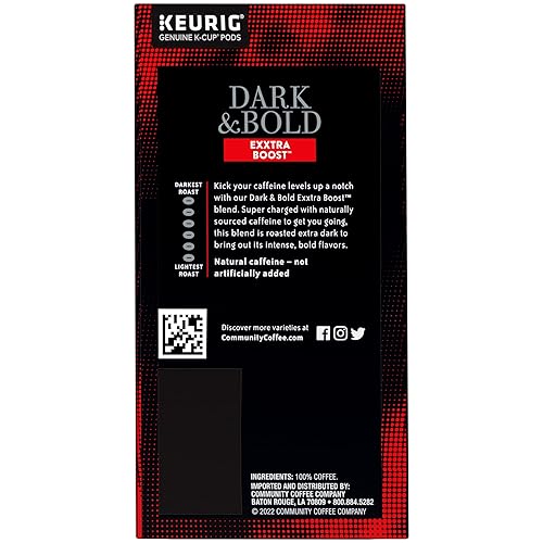 Miniatura 4 de Community Coffee Dark & Bold Exxtra Boost - 96 cápsulas de café, compatible con cafeteras Keurig 2.0 K-Cup, 24 unidades (paquete de 4)