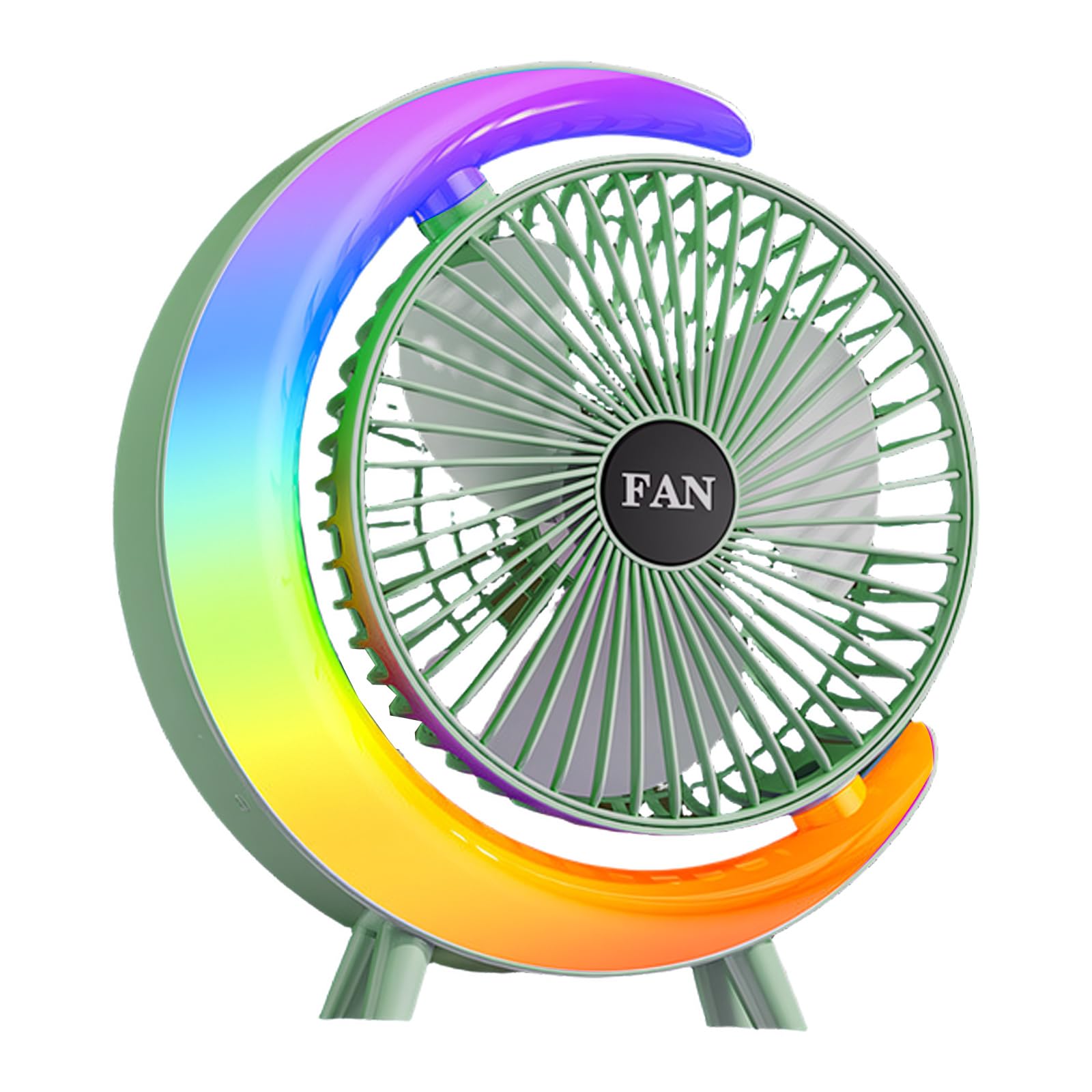 Kelisdi Cooling Fan with 3 Speed Adjustable Direction Rechargeable Desk Outdoor Desk Fan with LED Light for Home Bedroom Camping Rechargeable Portable Desktop Adjustable Direction Cooling