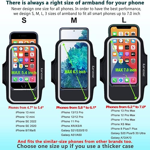 Miniatura 5 de Soporte de teléfono para correr, bandas de brazo de teléfono Karvense para correr, ejercicio, entrenamiento, trotar, para iPhone 13 mini/12 mini/11