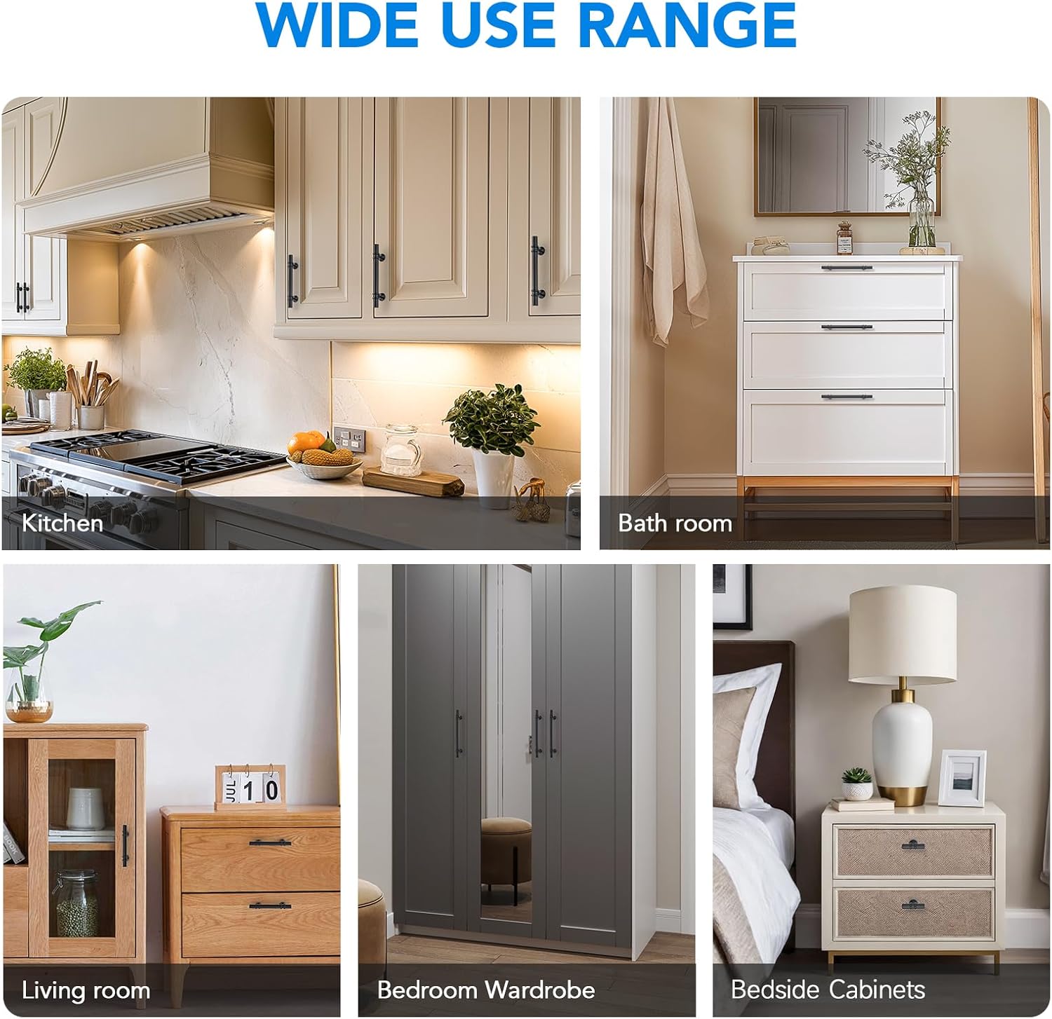 Matte Black Cabinet Knobs Handles, Single Hole Modern T-Bar Drawer Pulls, Decorative Hardware for Cabinets, Dressers, and Drawers, 30 Pack