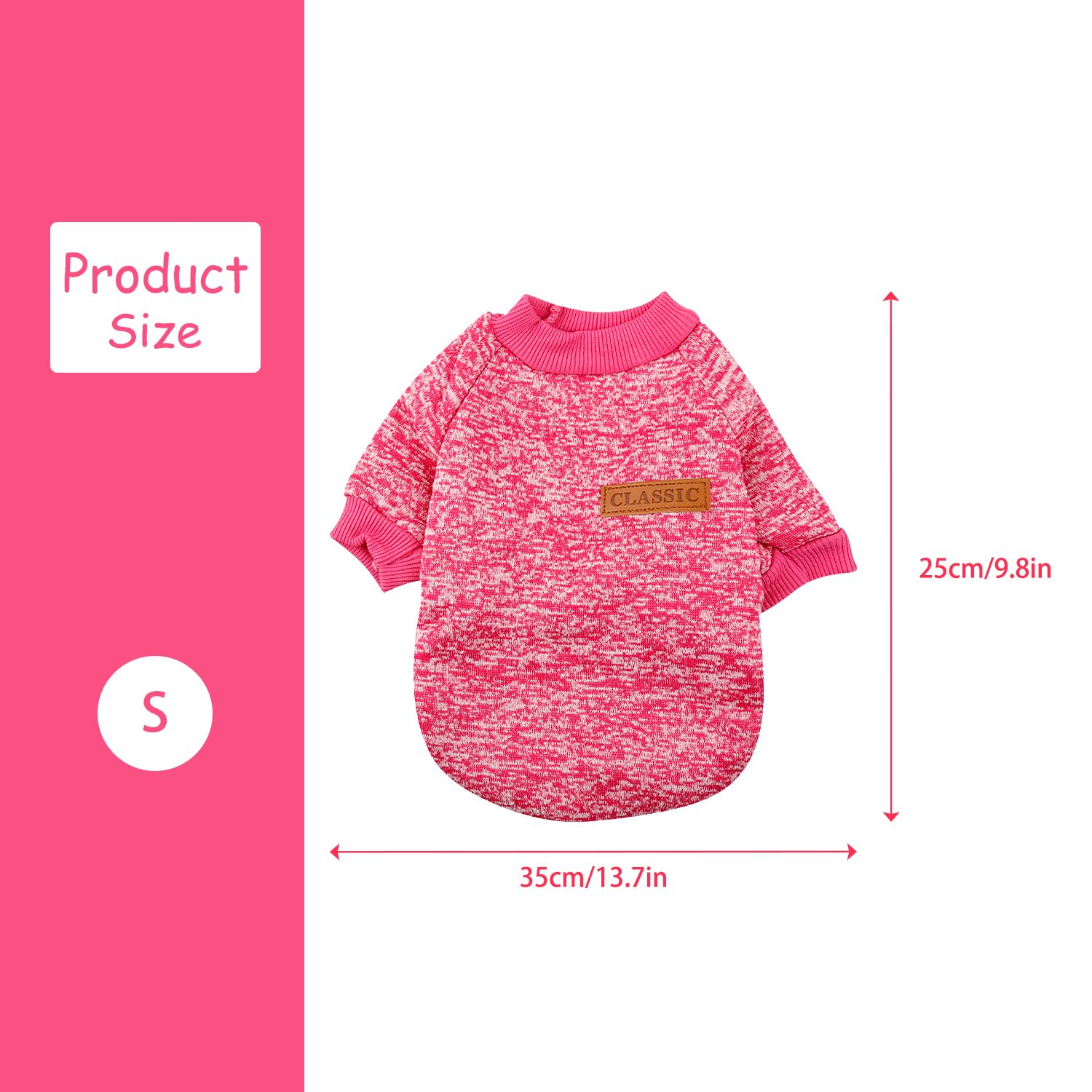 Rumyve Pet Dog Jumper, Winter Clothing, Jumper Jacket Super Soft Puppy Pink(S), Small - Image 2