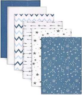 Burp Cloths for Baby Boys - 6 Pack Baby Burp Cloths -100% Cotton Double Layers of Extra Absorbent Burping Cloths Set - Spit Up Burp Rags