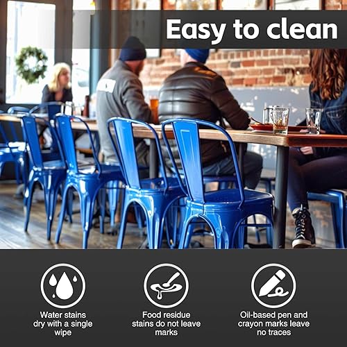 Miniatura 5 de Juego de sillas de comedor de metal azul de 4,8 pulgadas de altura de asiento, modernas sillas apilables Tolix vintage para cocina, cafetería,