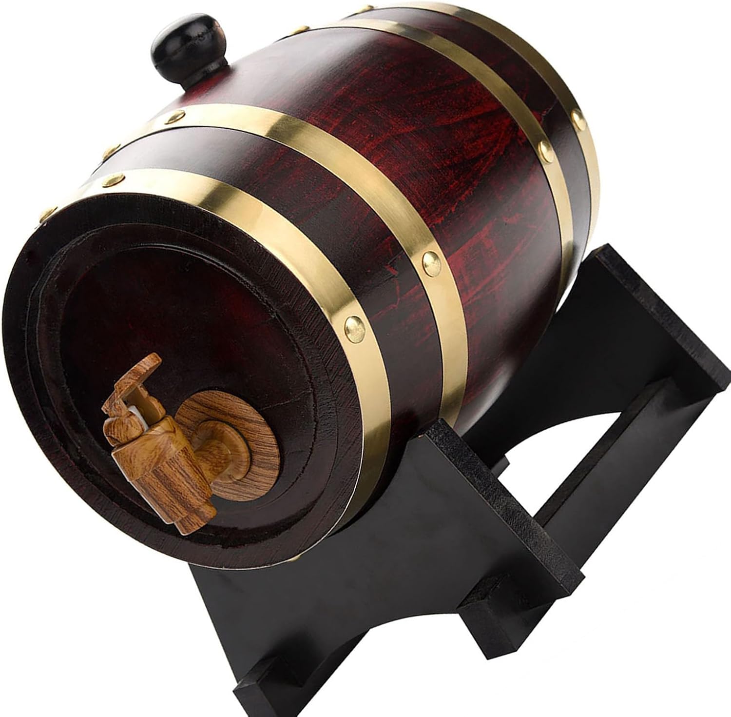 Oak Wine with Light Dispenser Plastic Tap, Handmade Stand, 1.5/3/5/10 L Oak Vintage Wood, Improves the Taste of the Drink (-JY07341-01)