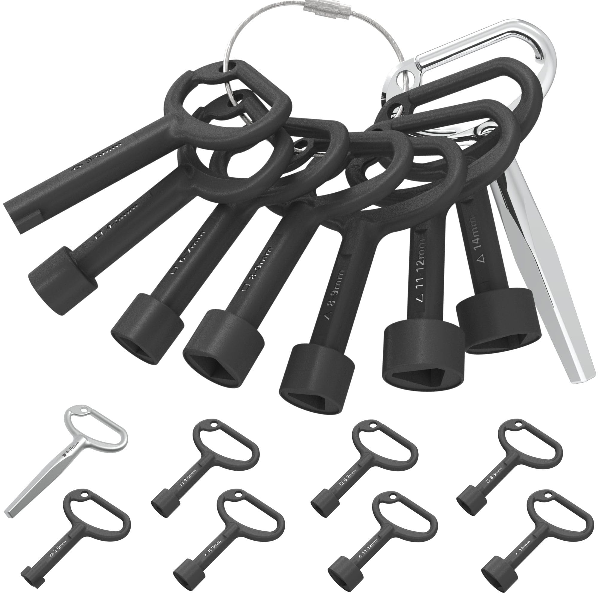 Clé Carrée 4 Griffes - Dimensions 6,5/7/8/9 Mm - Pour Compteurs Eau, Gaz, électricité - Acier Allié Nickelé, 135 G