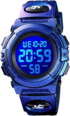 Boys Watch Digital Sports Waterproof Outdoor Kids Watches Alarm Clock 12/24 H Stopwatch Calendar 3-15 Year Old Boys Girls Wristwatch - Purple