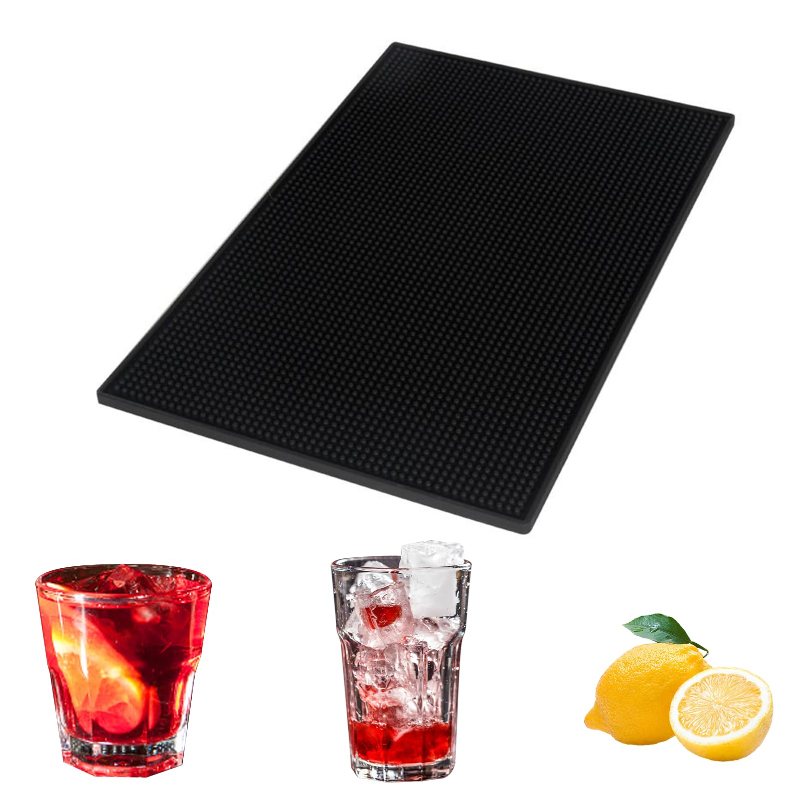 HOTUT Tapis De Bar En Caoutchouc Noir 45x30x1 Cm - Tapis Service Anti-Débordement, Antidérapant, Pour Comptoir Bar, Cuisine, Café