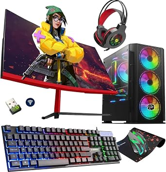 Zeiron Afx80 Amd Ryzen 5 3600 32GB 512GB SSD GTX1050Ti 4GB 23.8 Curved Gaming Computer
