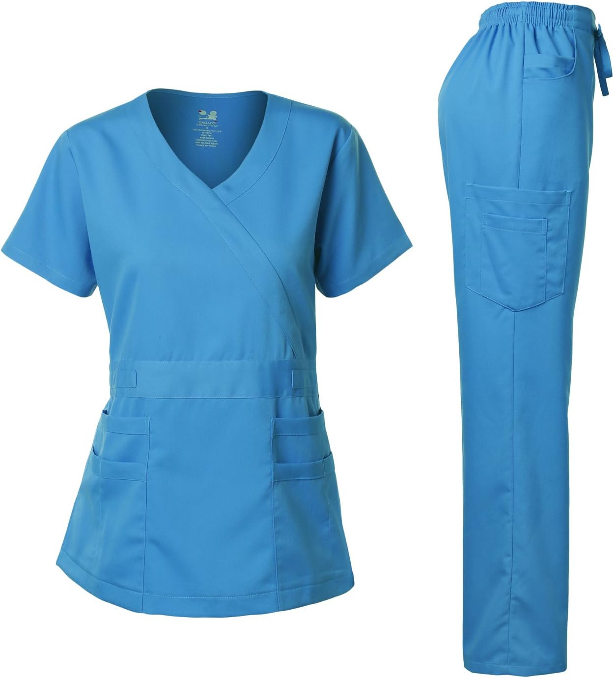 Dagacci Medical Uniform Women's Scrub Set Stretch and Soft Y-Neck Top and Pants