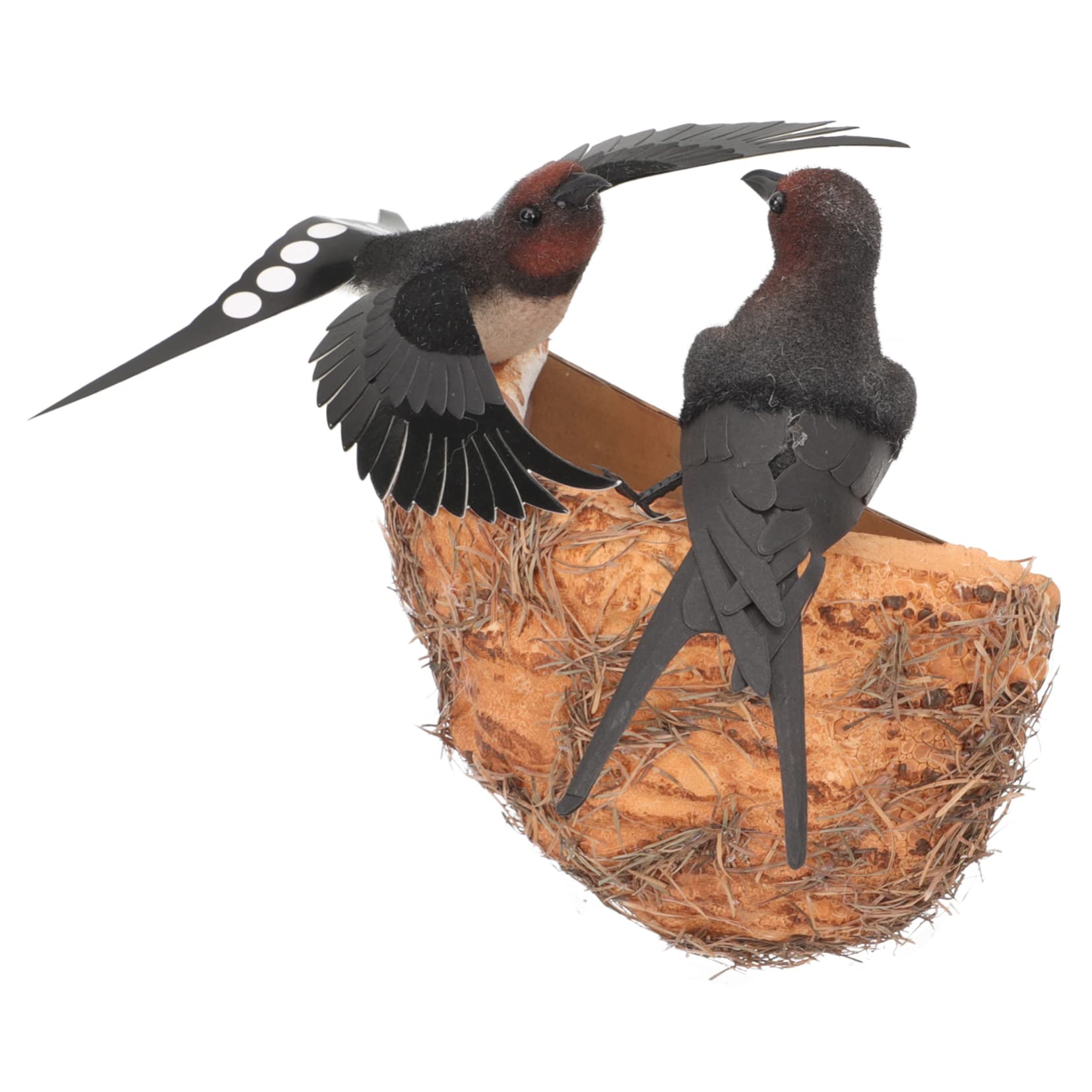 Nid d'hirondelle artificiel en matériau solide avec des figurines réalistes