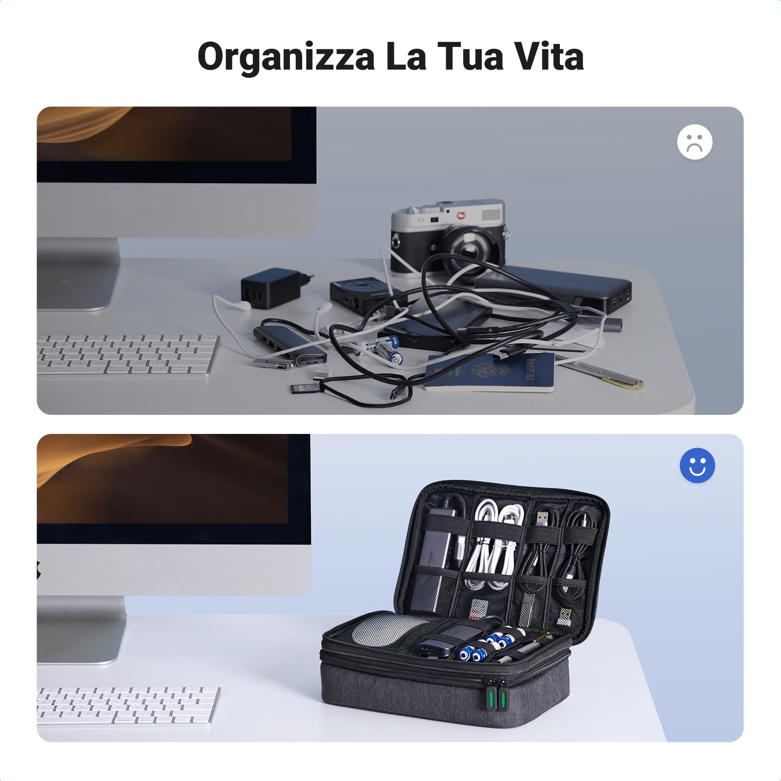 UGREEN Organizer Da Viaggio Per Cavi E Accessori - Borsa Compatta Per IPad, Smartphone, Power Bank E Altri Gadget - Foto 6