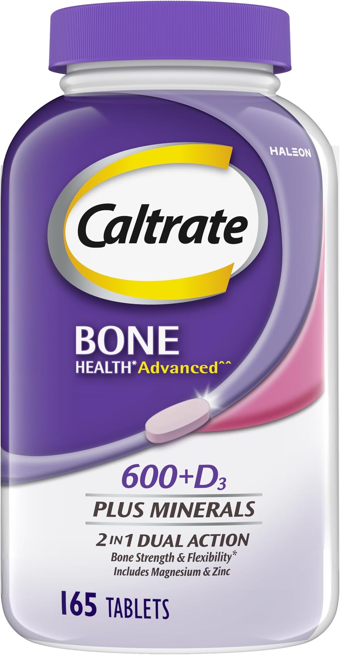 600 Plus D3 Plus Minerals Calcium and Vitamin D Supplement Tablets, Bone Health and Mineral Supplement for Adults - 165 Count