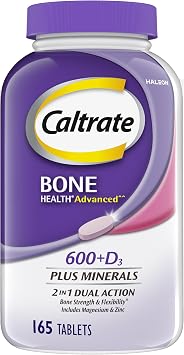 Caltrate 600 Plus D3 Vitamin D and Calcium Supplement Tablets, 165 Count