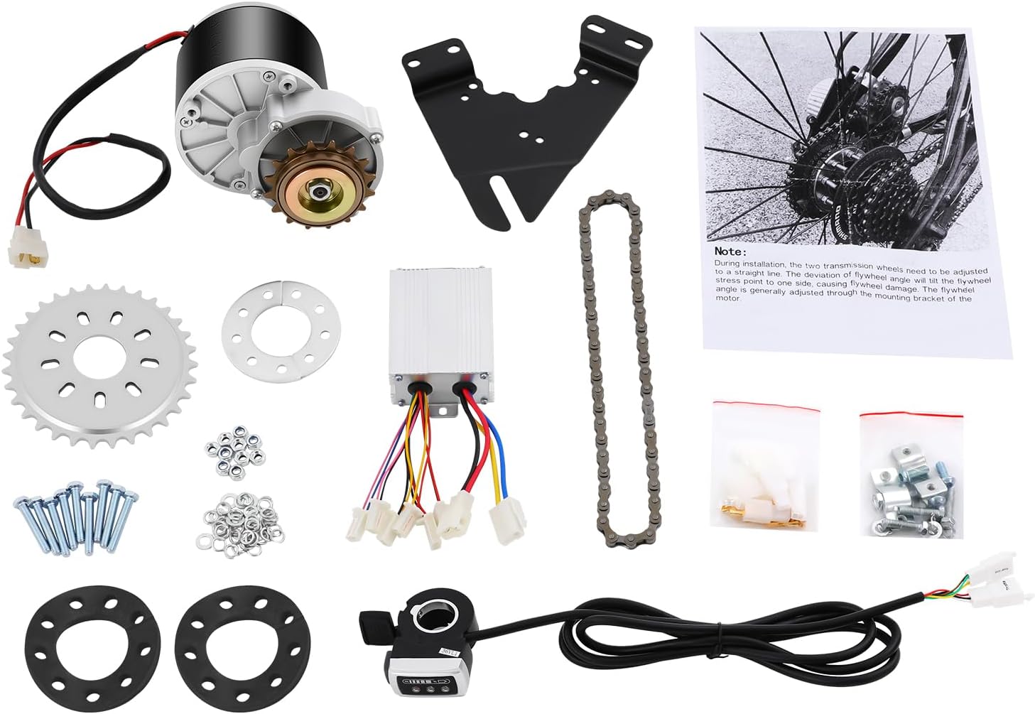 24V/36V 250W/350W Electric Bicycle Motor Kit, E-Bike Left Side Drive Motor Kit Mountain Bicycle Conversion Set with Twist/Thumb Throttle, Fit Most of Common Bicycle