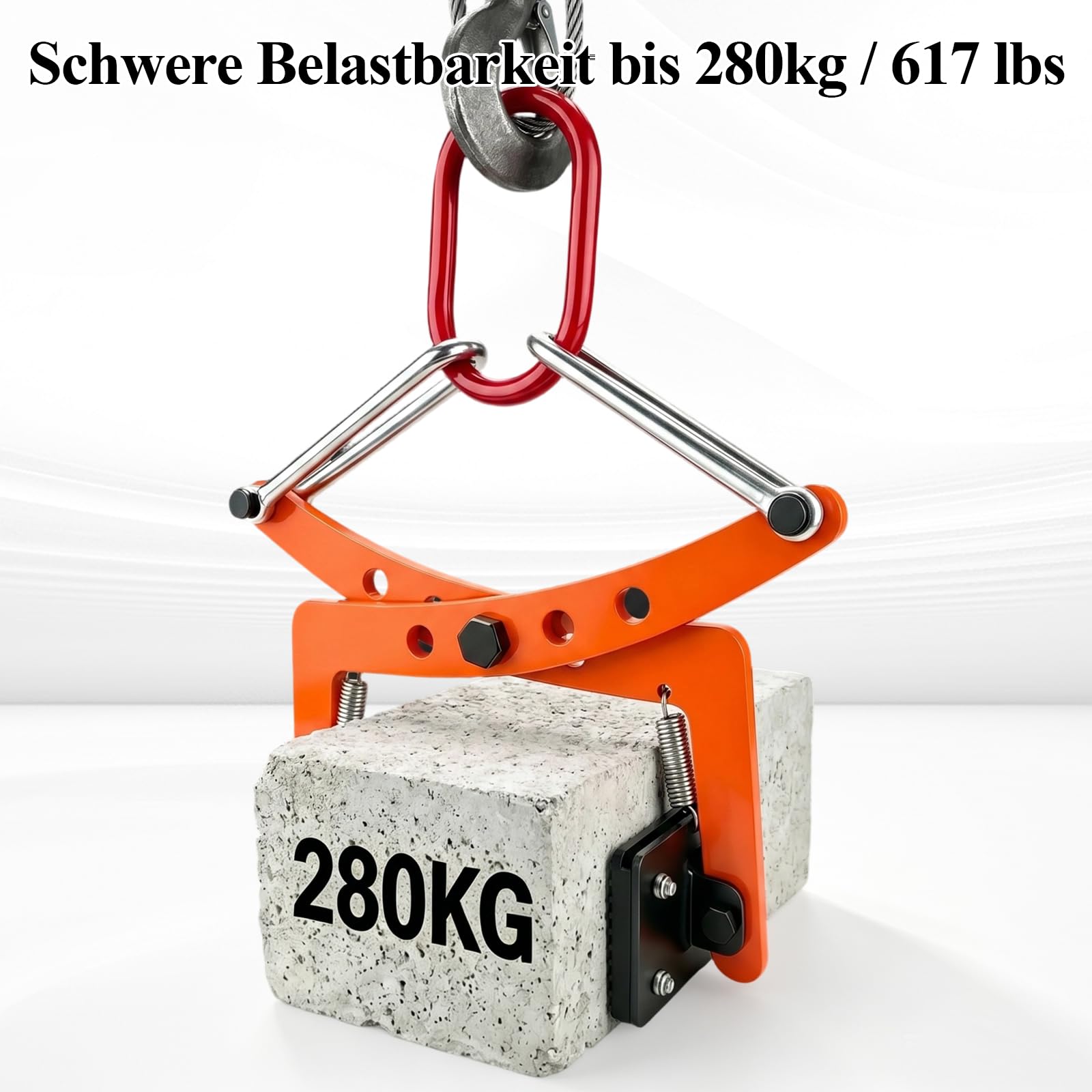 280 kg Versetzzange Bordsteinzange, Steinheber Steingreifer Bordsteinzange Hebezange Zum Anheben und Transportieren Verstellbare Öffnung 8-30 CM, Verdickte Stahlplatte