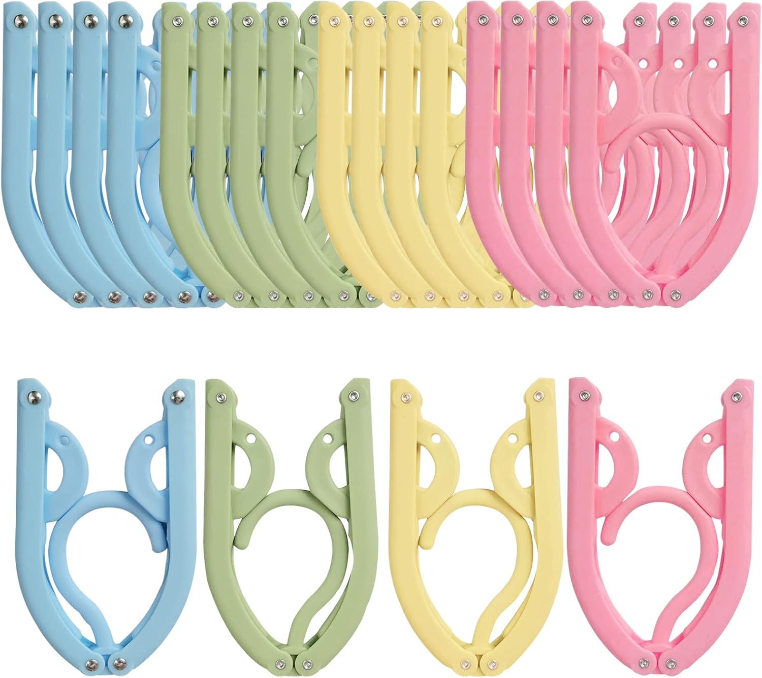 16pcs Folding Clothes Hangers, Plastic Portable Folding Coats Hanger, 4