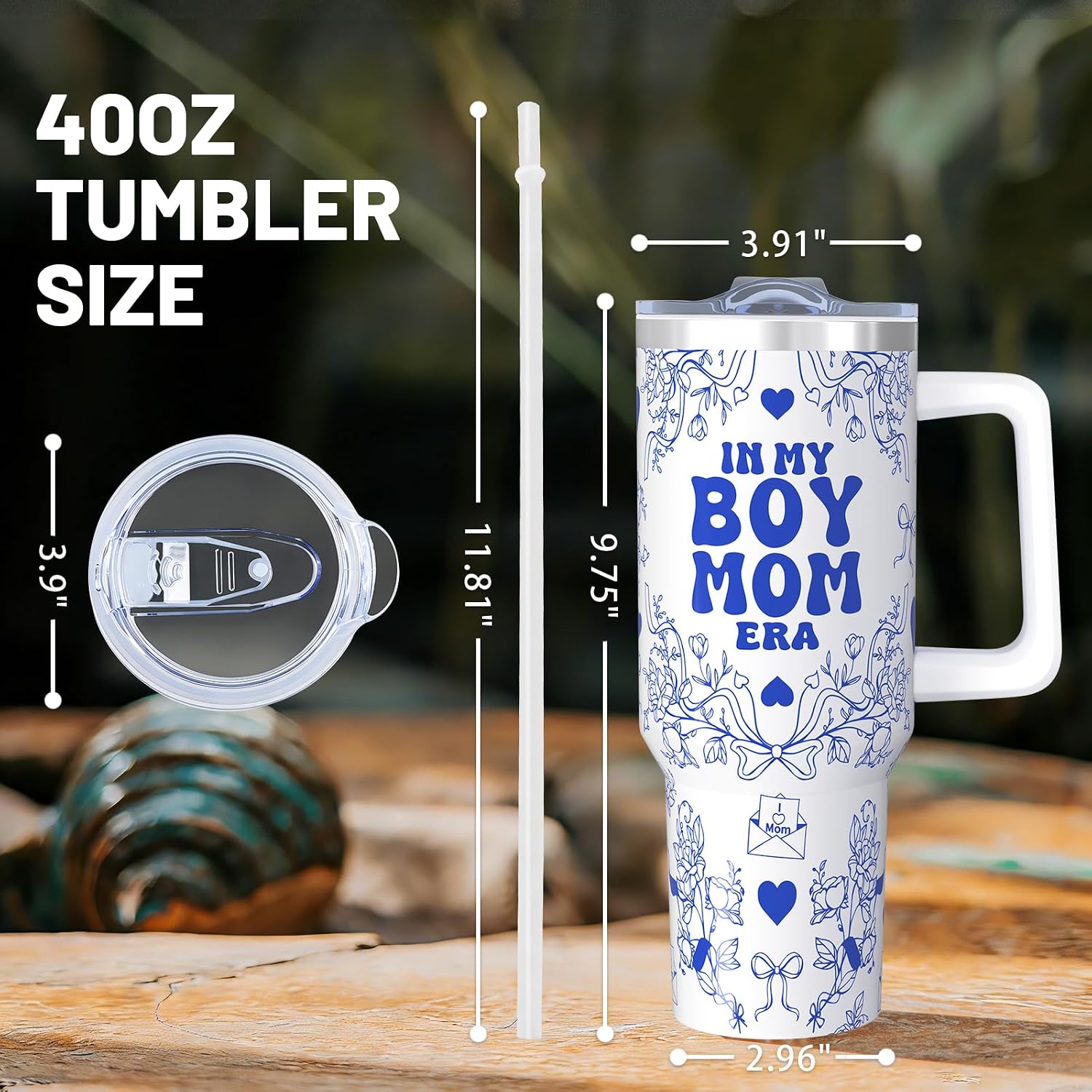 40oz Boy Mom Tumbler with Handle Cup, Boy Mom Gifts for New Mom Birthday image 2