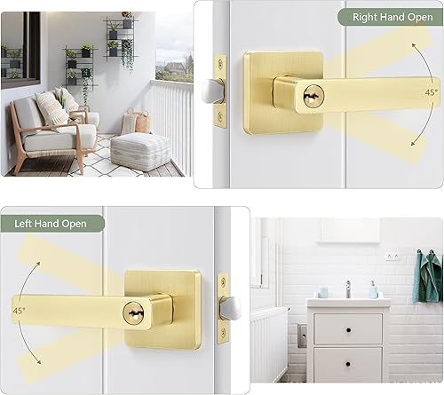 Miniatura 10 de Paquete de 4 cerraduras de puerta de privacidad, manija de puerta resistente, sin llave, moderna perilla de puerta interior izquierda o derecha,