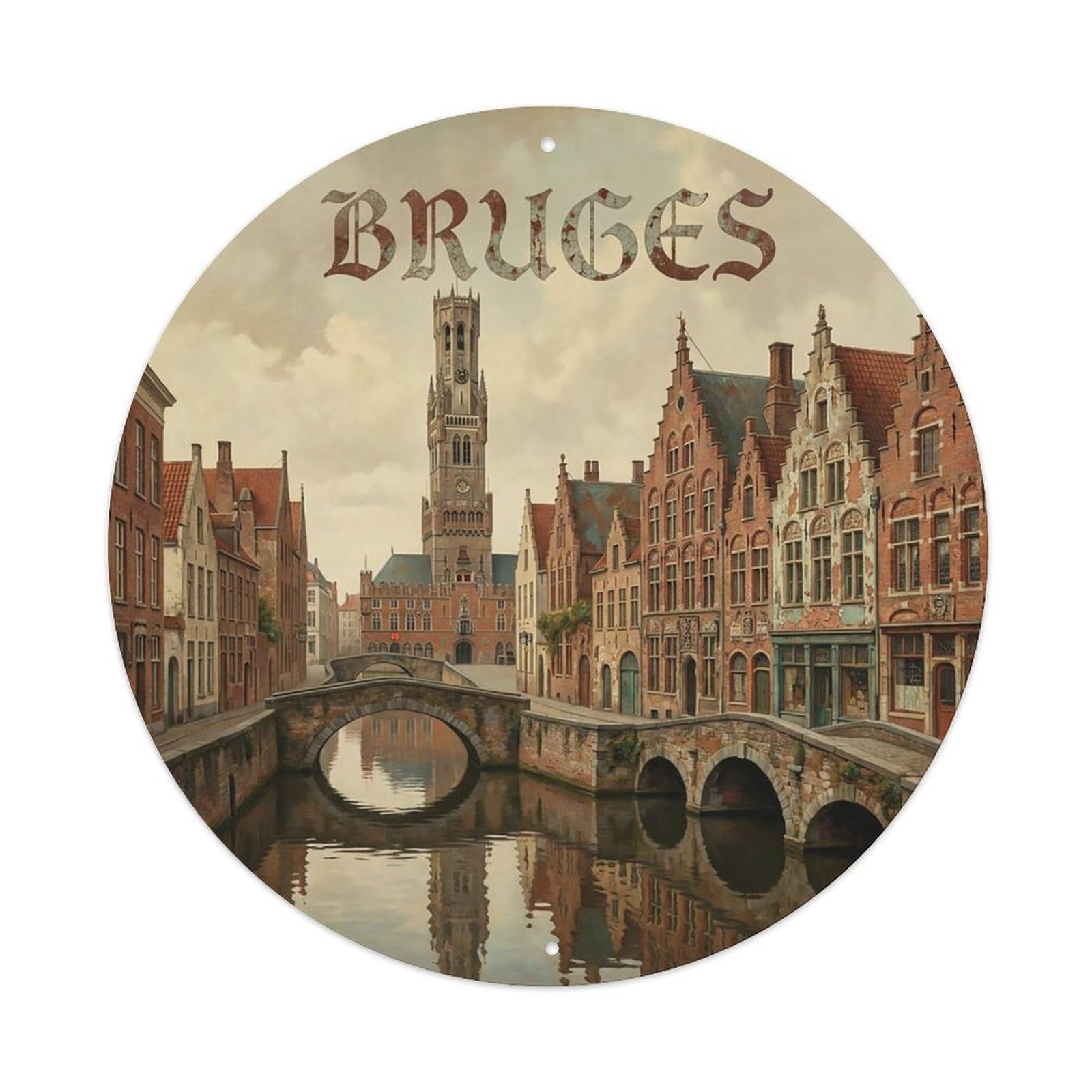 Travel Retro Belgium Bruges Metal Tin Sign