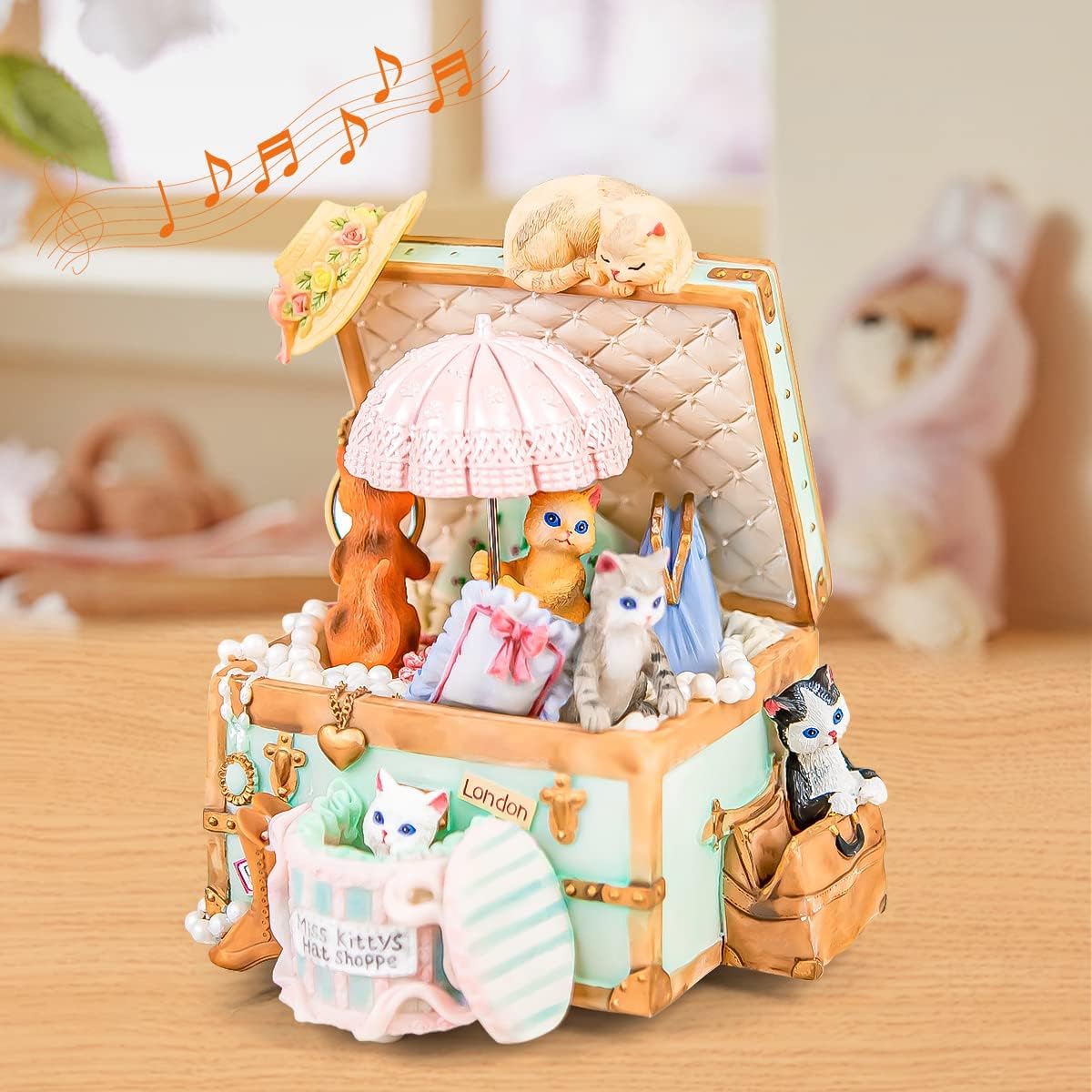 Cat Music Box Gift for Girlfriend Wife Daughter Grandma Granddaughter Sister Friends, Cute Kitty Musical Box Anniversary Birthday Gifts Kitten Lover Mother Day Present
