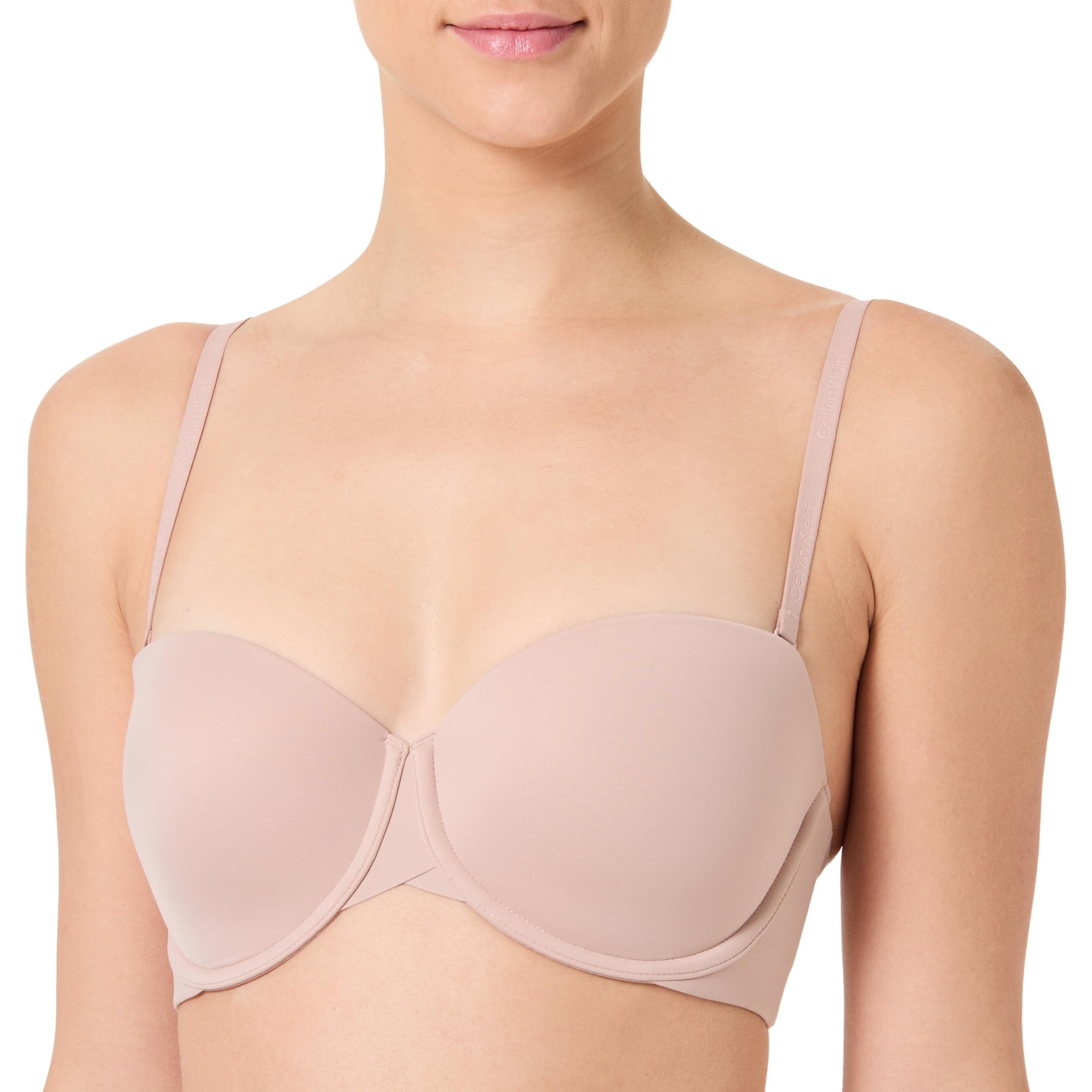 Calvin Klein Women’s Lightly Lined Strapless Bra with Stretch, Beige (Cedar), 30DD