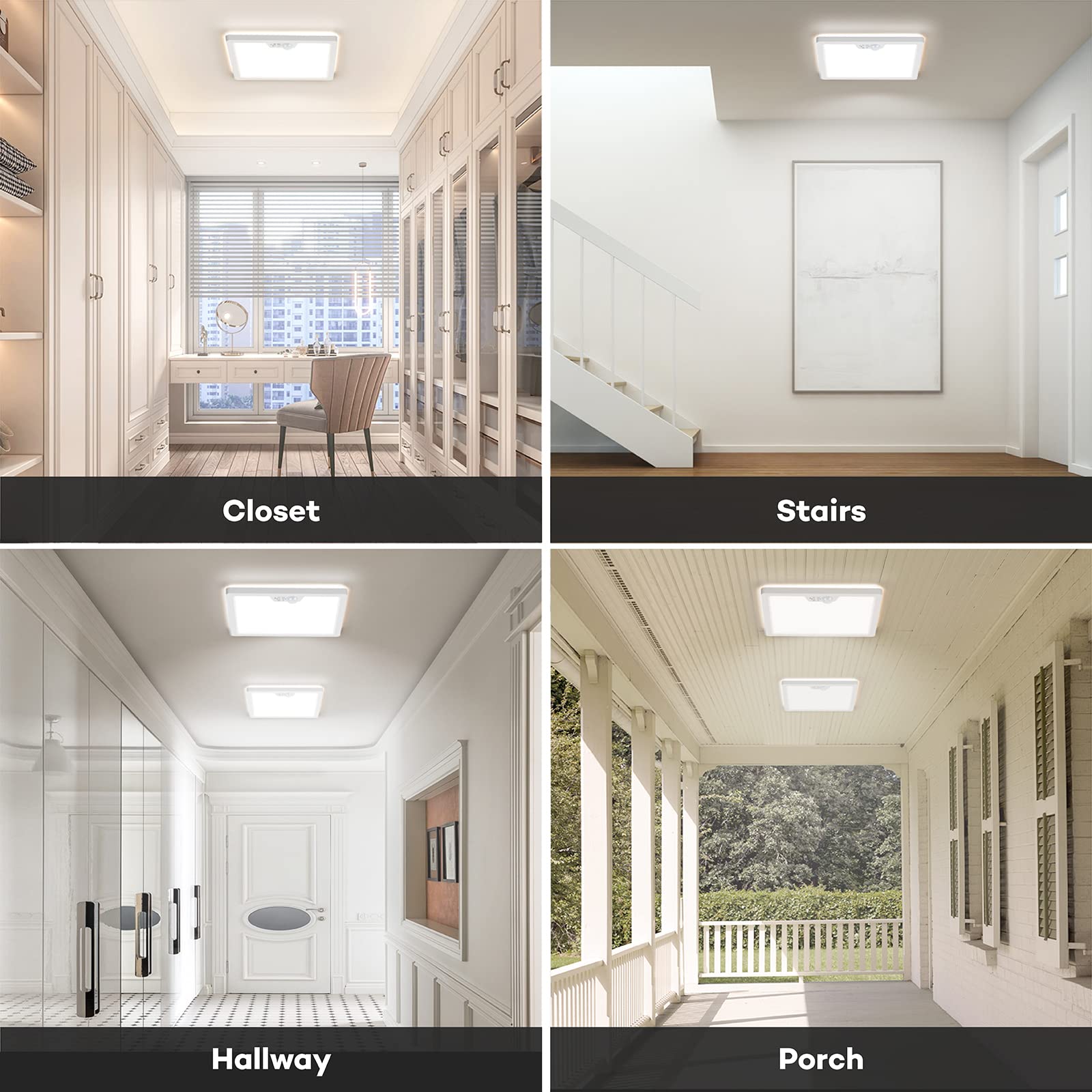 BLNAN [2 Pack 18W Plafon Led Techo Luz con Sensor de Movimiento, 1800LM Lampara Techo con Detector Movimiento Blanco Cálido Neutro Frío para Cocina Baño Pasillo Balcón Garaje Cuadrado 22cm