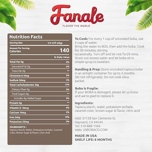 Miniatura 7 de US Boba Co Perlas de Tapioca Sin Azúcar, Fáciles de Cocinar, Bolas de Tapioca Boba para Té con Leche, Café y Cobertura de Postre, Hecho Fresco en