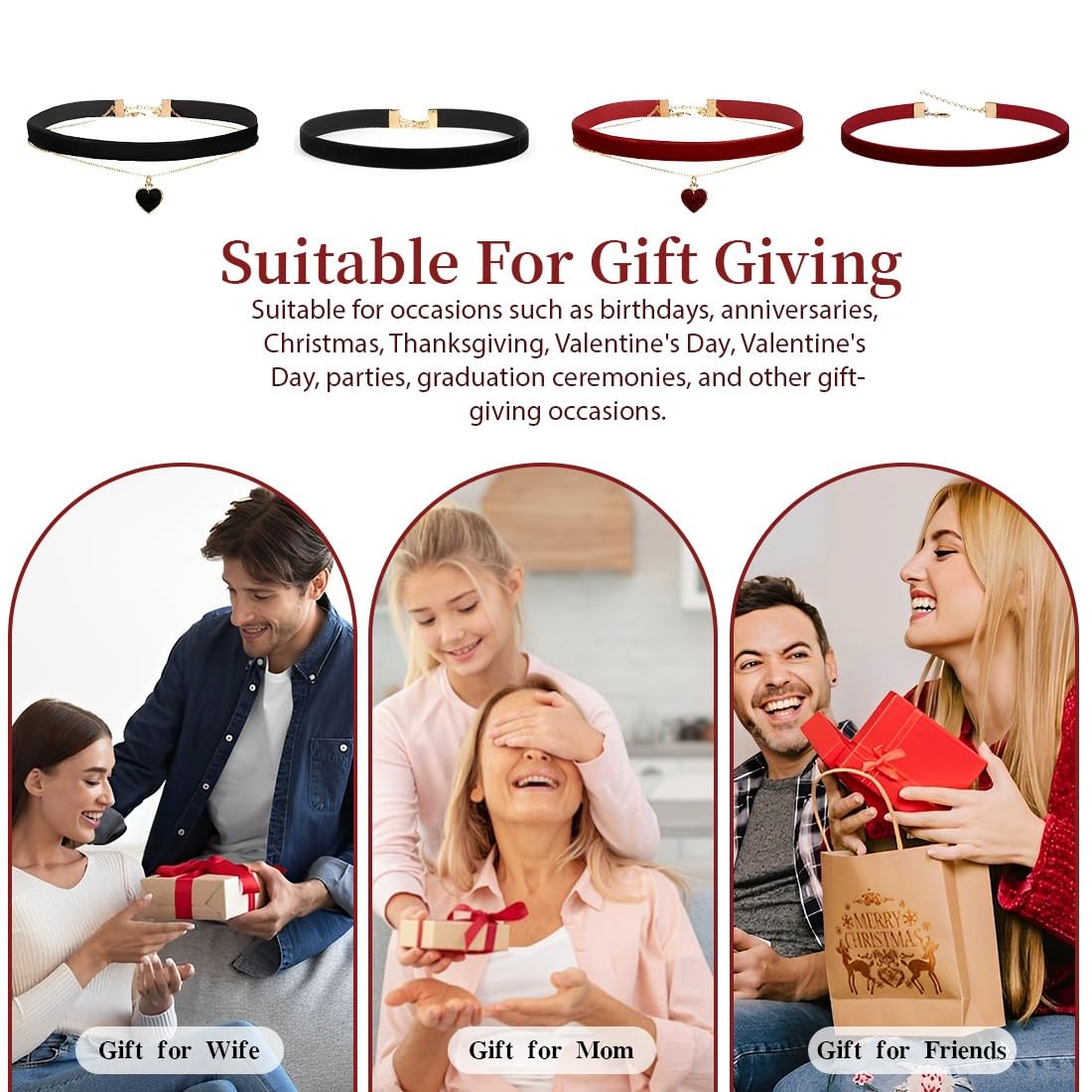 4 Pcs Collana in Velluto a Doppio Strato con Ciondolo a Cuore Girocollo Gotico Regolabile Gioielli per Donna Ragazze