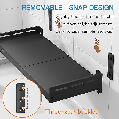 Miniatura 3 de LEMYEF Estante de pared ajustable de acero inoxidable o soporte de pared para horno microondas con kit de fijación (11-22 níquel cepillado)
