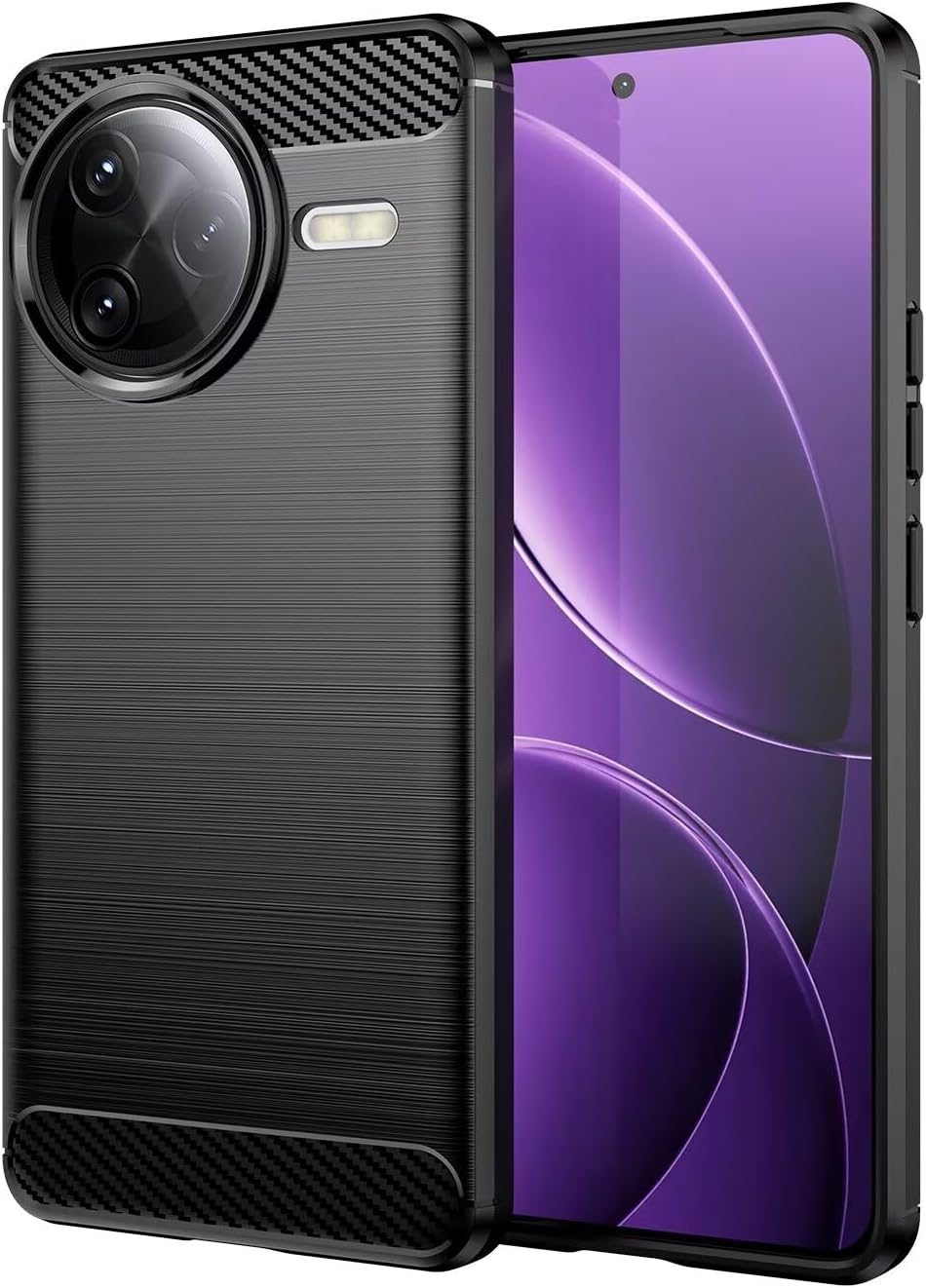 HONLEN TPU Silicone Case for Poco F7 Ultra 6.67 Inches Fibre Brushed Pattern Non-Slip Case - Black