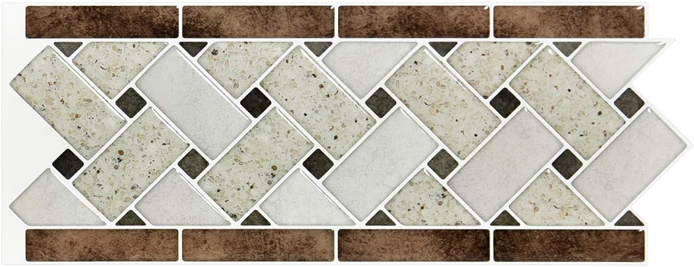 Art3d 10-Sheet Peel and Stick Tile Backsplash - 12.4"x5" Self-Adhesive Decorative Waist Line Mosaic Tiles for Kitchen and Bathroom