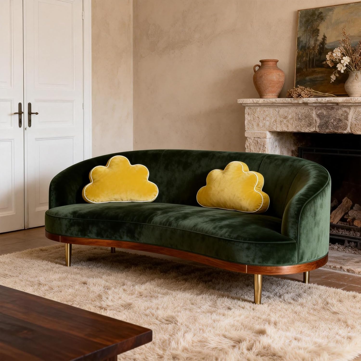 Yellow Cloud Pillow 22 Inch Soft Velvet Decorative Cushion Bed Couch Chair Nursery Living Room Bedroom Decor