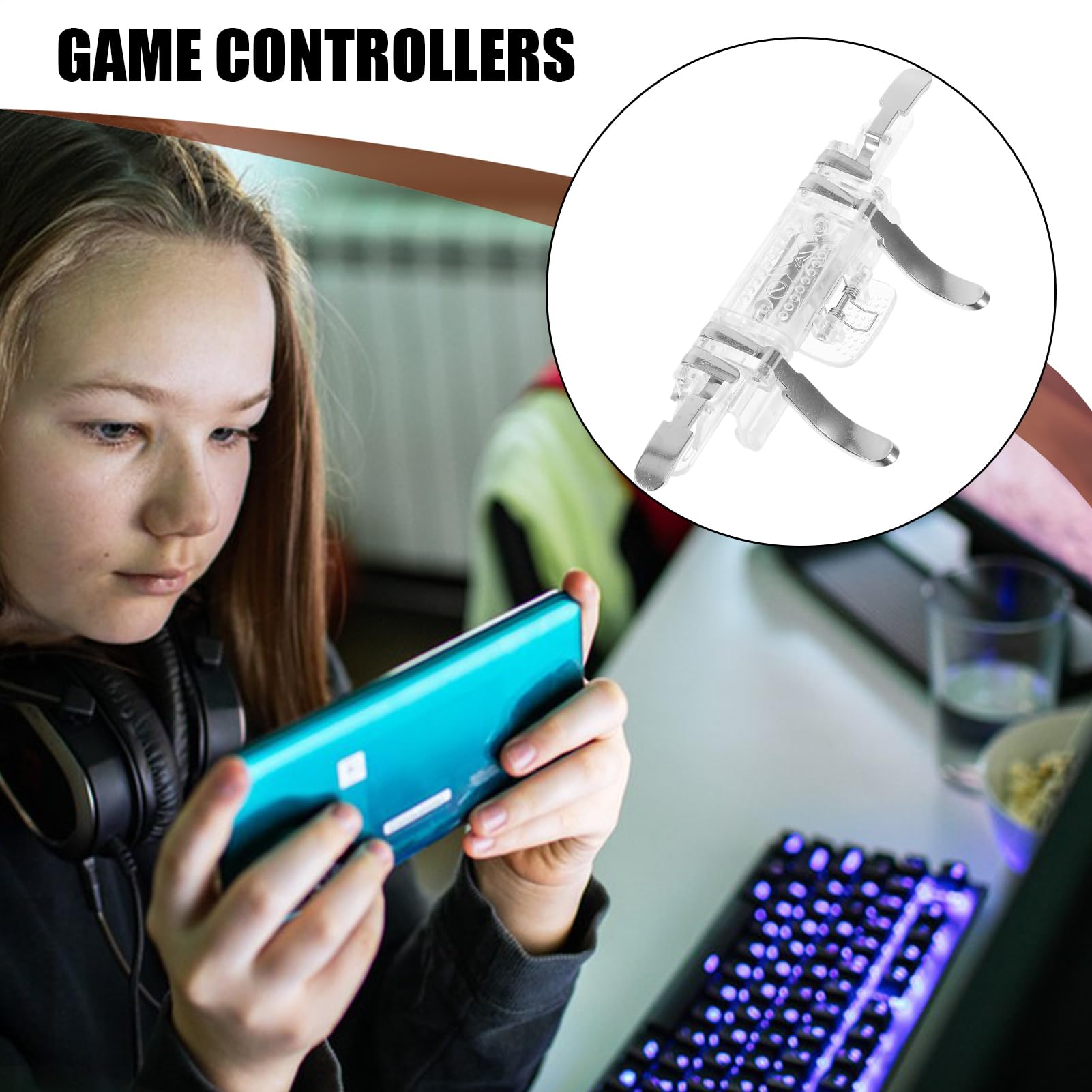 Genérico Mando Para Móvil, Gatillos para Móvil, Accesorios Portátil Para Juegos En Tableta Portátil Consola Casa Dormitorio Uso Diario Viajes Niñas Niños