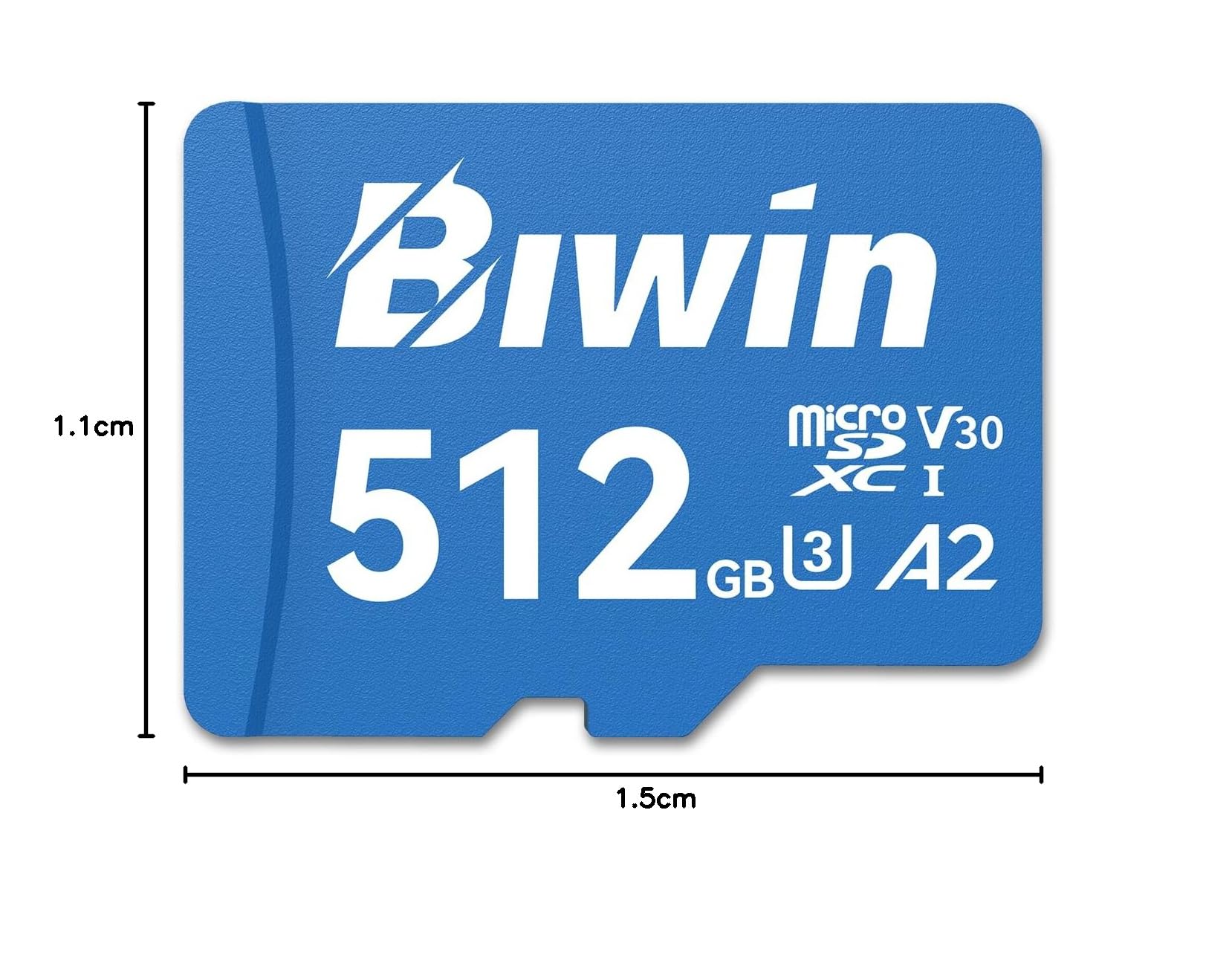 Carte Micro SDXC Biwin MS210, 512 Go, jusqu'à 210 Mo/s, UHS-I V30 4K UHD A2 U3. Compatible avec appareils Photo numériques, Smartphones, caméras d'action et Drones.