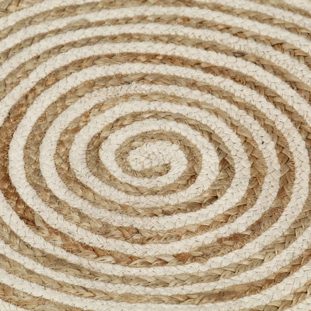 Dywan wykonany ręcznie z juty i bawełny, spiralny wzór, średnica 150 cm, łatwy w pielęgnacji, antypoślizgowy, do salonu, sypialni, korytarza, kuchni, nowoczesnego stylu boho