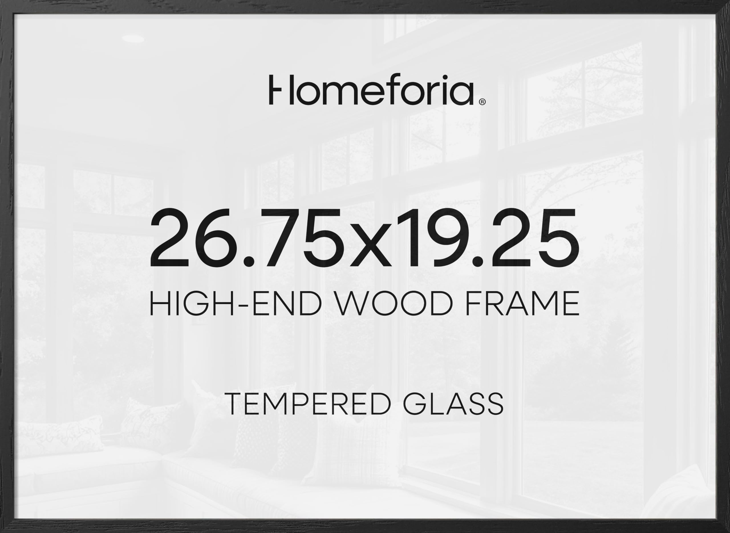 Homeforia 19.25x26.75 Black Wood Puzzle Frame, High End Oak 19.25 x 26.75 Frames without Mat, Wooden 26.75x19.25 Picture Frames for Wall, 19.25by26.75 Poster Frames, Tempered Glass, Wall Kit, Set of 1